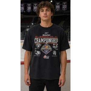 Vintage Reebok 2007 Memorial Cup Championship Hockey T-Shirt Men Large Black CHL